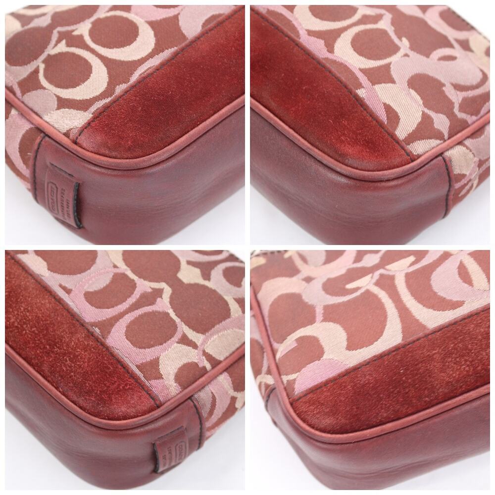 Coach Vintage Y2K Burgundy Signature Canvas Suede Demi Bag - Picture 8 of 8